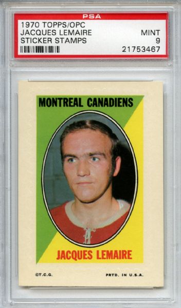 1970 Topps/OPC Sticker Stamps Jacques Lemarie PSA MINT 9