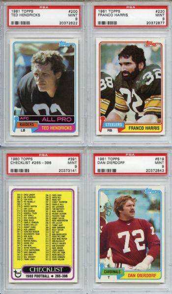(20) 1981 Topps Football cards w/ Stars All PSA MINT 9