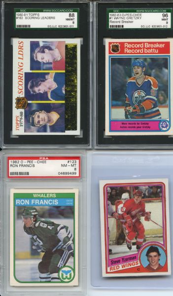 (13) High Grade 1980's Hockey lot w/3 graded cards