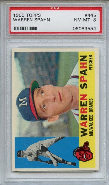 1960 Topps 445 Warren Spahn PSA NM-MT 8