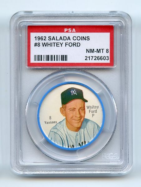 1962 Salada Coins 8 Whitey Ford PSA NM-MT 8
