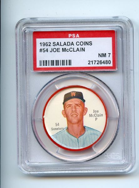 1962 Salada Coins 54 Joe McClain PSA NM 7