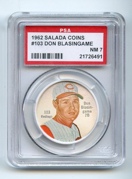 1962 Salada Coins 103 Don Blasingame PSA NM 7