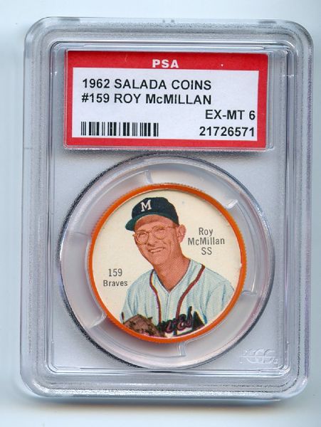 1962 Salada Coins 159 Roy McMillan PSA EX-MT 6