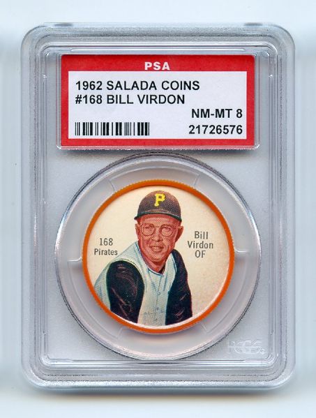 1962 Salada Coins 168 Bill Virdon PSA NM-MT 8