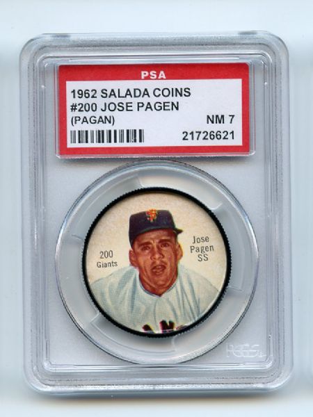 1962 Salada Coins 200 Jose Pagen (Pagan) PSA NM 7