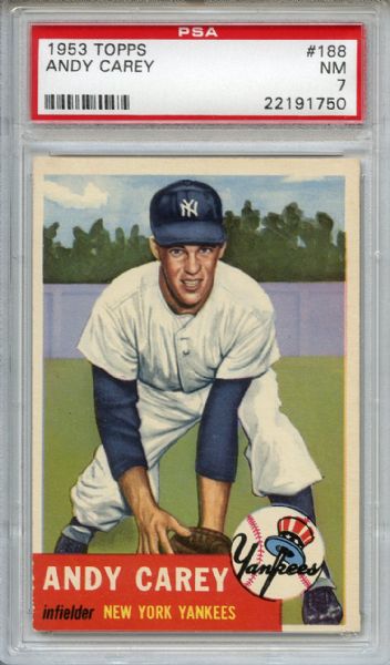 1953 Topps 188 Andy Carey PSA NM 7