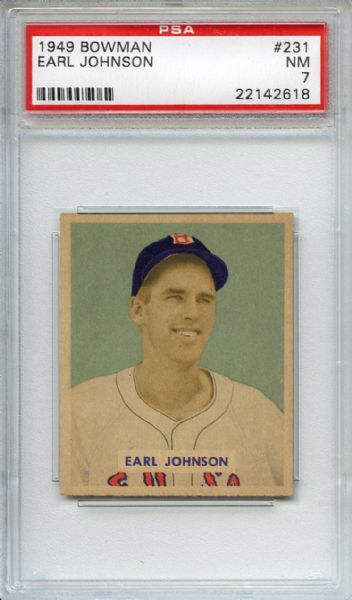 1949 Bowman 231 Earl Johnson PSA NM 7