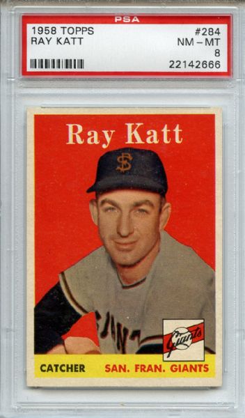 1958 Topps 284 Ray Katt PSA NM-MT 8