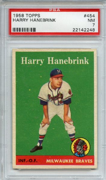 1958 Topps 454 Harry Hanebrink PSA NM 7