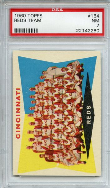 1960 Topps 164 Cincinnati Reds Team PSA NM 7