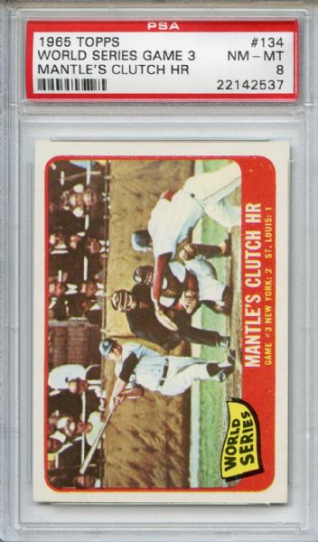 1965 Topps 134 World Series Game 3 Mickey Mantle PSA NM-MT 8