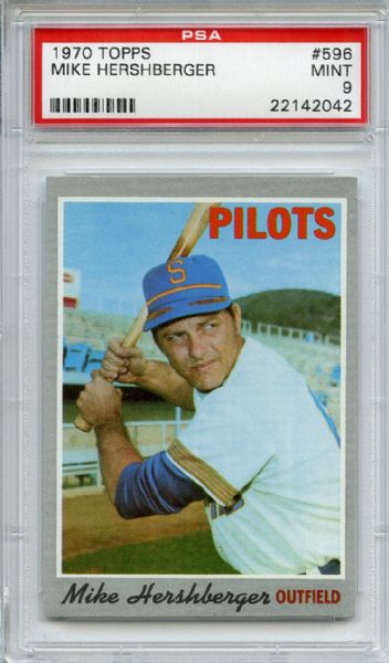 1970 Topps 596 Mike Hershberger PSA MINT 9