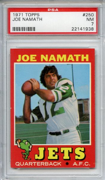 1971 Topps 250 Joe Namath PSA NM 7
