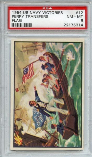 1954 US Navy Victories 12 Perry Transfers Flag PSA NM-MT 8