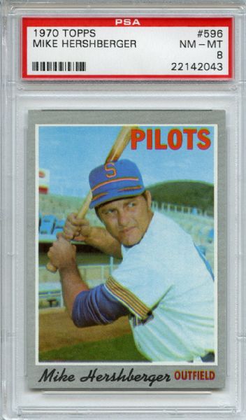 1970 Topps 596 Mike Hershberger PSA NM-MT 8