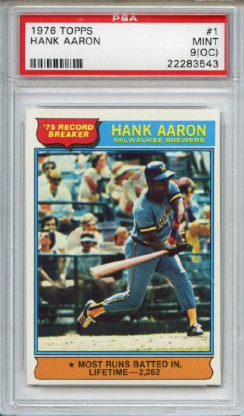 1976 Topps 1 Hank Aaron Record Breaker PSA MINT 9 (OC)
