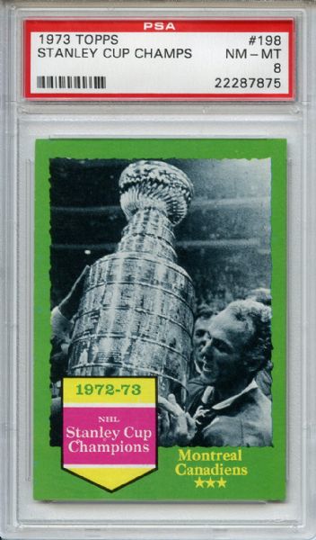 1973 Topps 198 Stanley Cup Champs PSA NM-MT 8