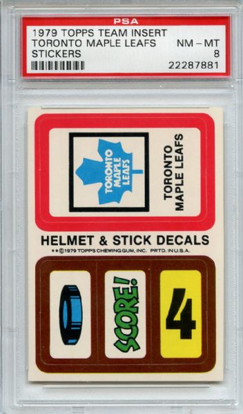 1979 Topps Team Insert Stickers Toronto Maple Leafs PSA NM-MT 8