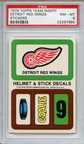 1979 Topps Team Insert Stickers Detroit Red Wings PSA NM-MT 8