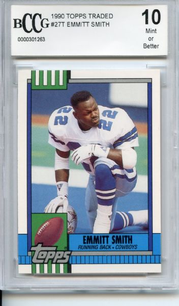 1990 Topps Traded 27T Emmitt Smith RC BCCG 10 Mint or Better