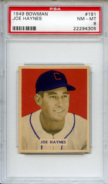 1949 Bowman 191 Joe Haynes PSA NM-MT 8