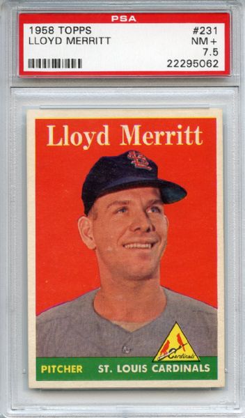1958 Topps 231 Lloyd Merritt PSA NM+ 7.5