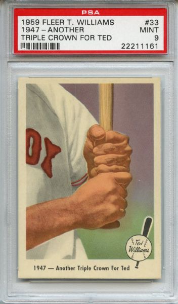 1959 Fleer 33 Ted Williams 1947 Another Triple Crown for Ted PSA MINT 9