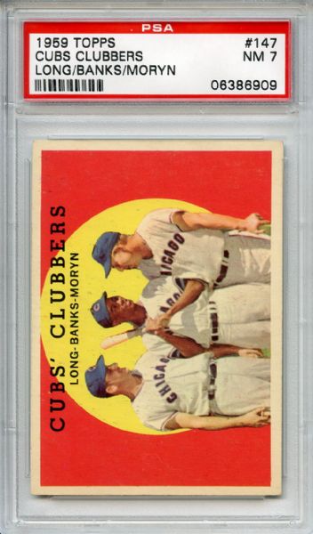 1959 Topps 147 Cubs Clubbers Banks PSA NM 7