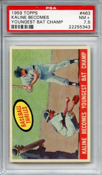 1959 Topps 463 Kaline Becomes Youngest Bat Champ PSA NM+ 7.5