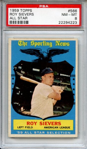 1959 Topps 566 Roy Sievers All Star PSA NM-MT 8