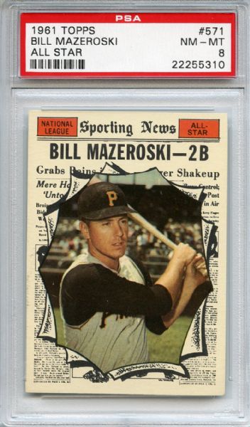 1961 Topps 571 Bill Mazeroski All Star PSA NM-MT 8