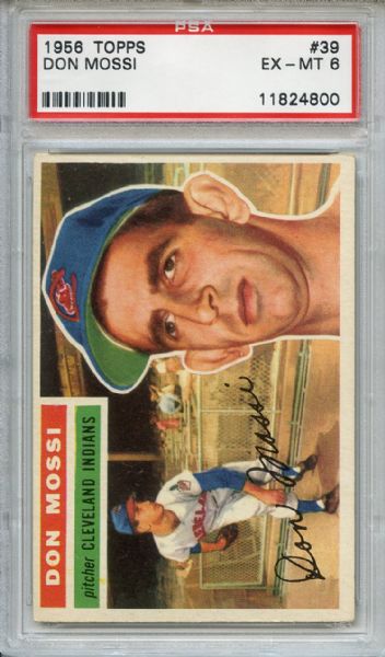 1956 Topps 39 Don Mossi Gray Back PSA EX-MT 6