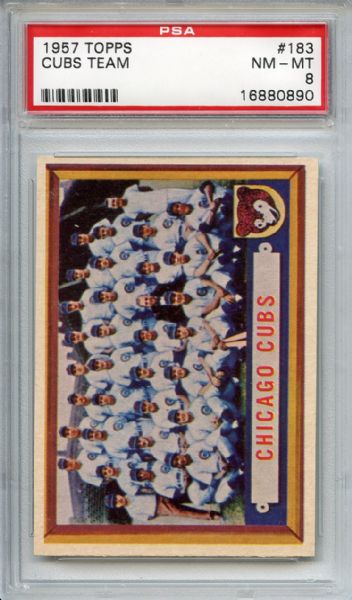 1957 Topps 183 Chicago Cubs Team PSA NM-MT 8