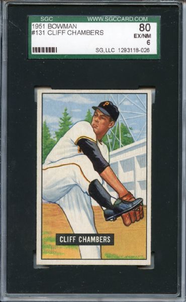1951 Bowman 131 Cliff Chambers SGC EX/MT 80 / 6.5