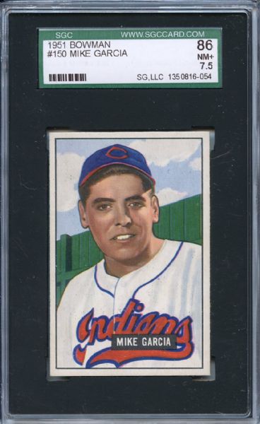 1951 Bowman 150 Mike Garcia SGC NM+ 86 / 7.5