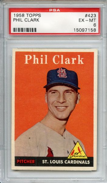 1958 Topps 423 Phil Clark PSA EX-MT 6