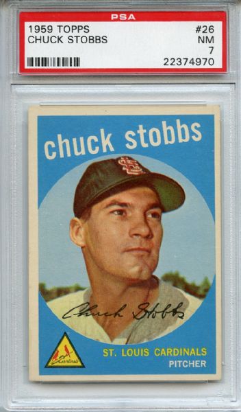 1959 Topps 26 Chuck Stobbs PSA NM 7