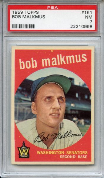 1959 Topps 151 Bob Malkmus PSA NM 7