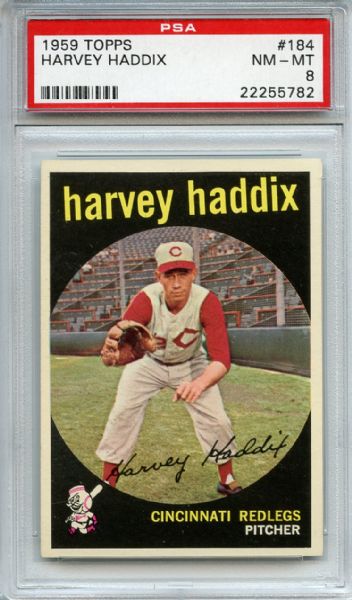 1959 Topps 184 Harvey Haddix PSA NM-MT 8