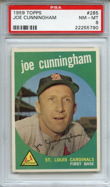 1959 Topps 285 Joe Cunningham PSA NM-MT 8