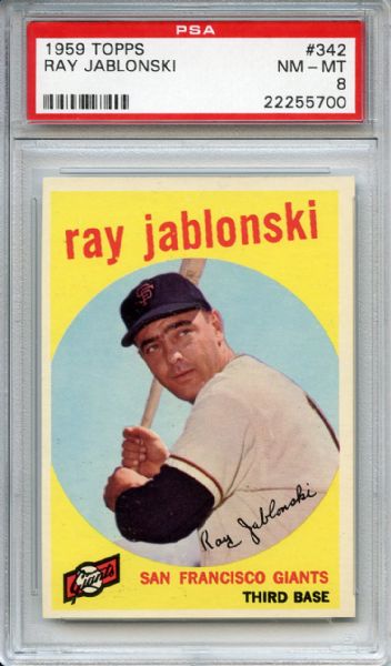 1959 Topps 342 Ray Jablonski PSA NM-MT 8
