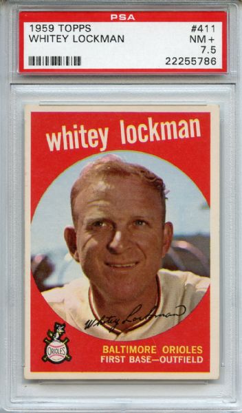 1959 Topps 411 Whitey Lockman PSA NM+ 7.5