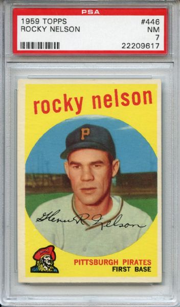 1959 Topps 446 Rocky Nelson PSA NM 7