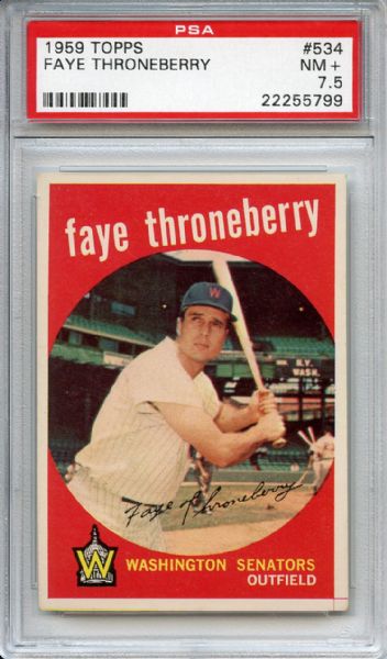 1959 Topps 534 Faye Throneberry PSA NM+ 7.5