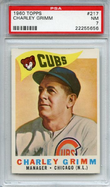 1960 Topps 217 Charley Grimm PSA NM 7