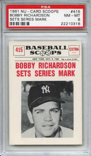 1961 Nu-Card Scoops 415 Bobby Richardson PSA NM-MT 8