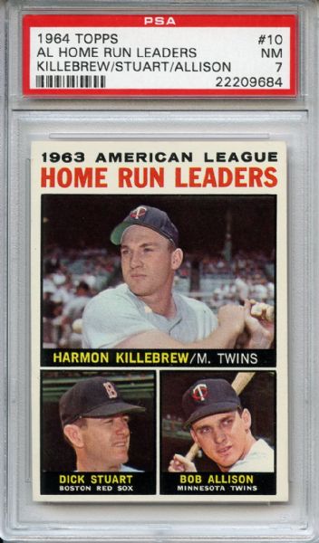 1964 Topps 10 AL Home Run Leaders Killebrew PSA NM 7