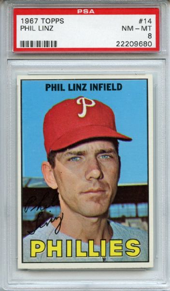 1967 Topps 14 Phil Linz PSA NM-MT 8