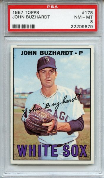 1967 Topps 178 John Buzhardt PSA NM-MT 8